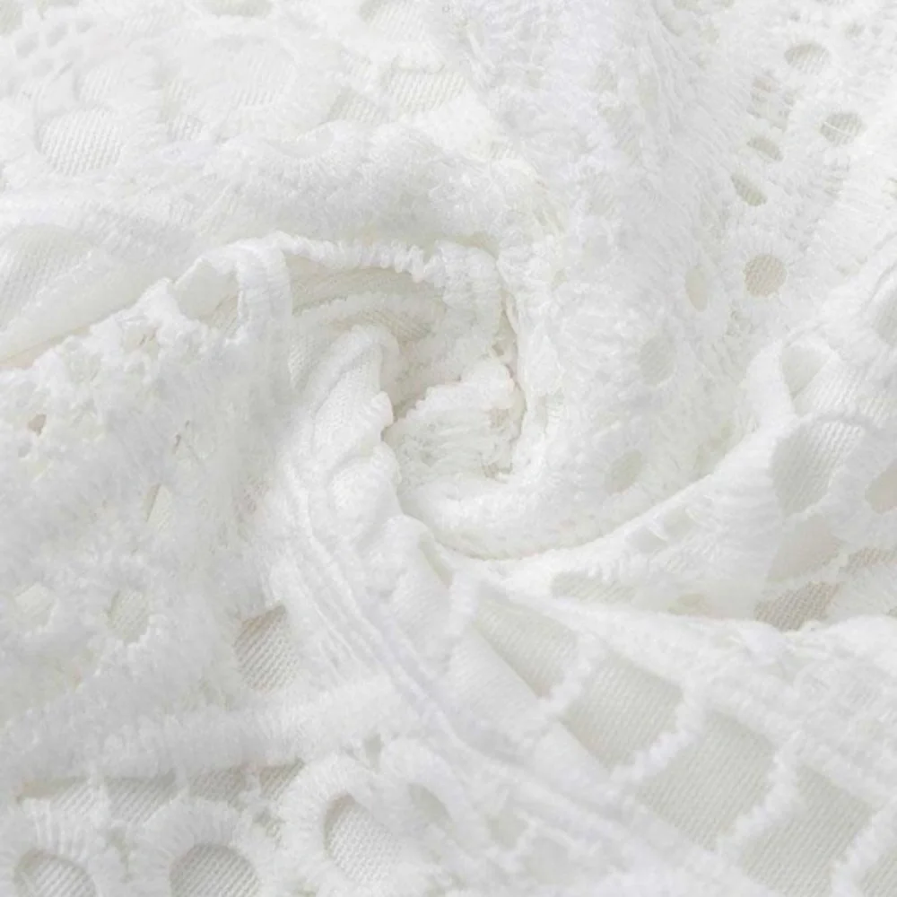 Boho White Low back Tassel Tie Lace dress cover up - Picture 6 of 7